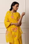 Buy_Atelier Shikaarbagh_Yellow Saree French Chiffon Printed Bloom With Unstitched Blouse Piece 