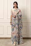 Buy_Atelier Shikaarbagh_Off White Saree French Chiffon Printed Abstract Floral With Unstitched Blouse _at_Aza_Fashions