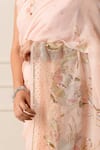 Shop_Atelier Shikaarbagh_Pink Saree Silk Chiffon Embroidered Sequin With Unstitched Blouse Piece _Online_at_Aza_Fashions