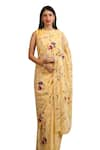 Atelier Shikaarbagh_Yellow Saree Silk Georgette Embroidered Shell With Unstitched Blouse Piece _Online_at_Aza_Fashions