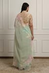 Shop_Atelier Shikaarbagh_Green Saree Silk Chiffon Lace Chantilly Hem With Unstitched Blouse Piece _at_Aza_Fashions