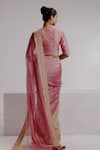 Shop_Taisha_Pink Saree Pure Zari Crushed Tissue Woven Textured Set With Moroccan Blouse _at_Aza_Fashions