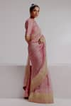 Buy_Taisha_Pink Saree Pure Zari Crushed Tissue Woven Textured Set With Moroccan Blouse _Online_at_Aza_Fashions