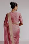 Buy_Taisha_Pink Saree Pure Zari Crushed Tissue Woven Textured Set With Moroccan Blouse 