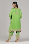 Shop_Anju & Harleen_Green Kurta And Salwar Silk Chanderi Embroidered Zari Notched & Set _at_Aza_Fashions