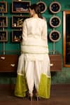 Shop_Meesa_Off White Kurta Chanderi Silk Embroidery Floral Notched Yoke Tulip Pant Set _at_Aza_Fashions