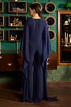 Shop_Meesa_Blue Crepe Plain V Neck Flared Jumpsuit _at_Aza_Fashions