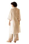 Buy_Bunka_Ivory Chanderi Embroidered Lace Collared Ambreen Thread Kurta With Pant 