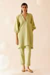 Buy_Bunka_Green Cotton Lace Safina Base Pant _Online_at_Aza_Fashions