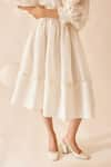 Buy_Bunka_Ivory Silk Linen Floral Lace Band Collar Zenia Detailed Dress 