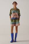 Cord_Multi Color Cotton Printed Skater Notched Collar Shirt With Shorts _Online_at_Aza_Fashions