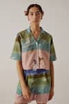 Buy_Cord_Multi Color Cotton Printed Skater Notched Collar Shirt With Shorts _Online_at_Aza_Fashions