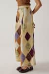 Buy_Cord_Beige Twill Printed Argyle Wide Leg Pant _Online_at_Aza_Fashions