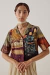 Buy Cord Multi Color Cotton Collared High Tea Print Crop Shirt at Aza Fashions Buy_Cord_Multi Color Cotton Collared High Tea Print Crop Shirt_at_Aza_Fashions