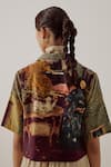Shop Cord Multi Color Cotton Collared High Tea Print Crop Shirt at Aza Fashions Shop_Cord_Multi Color Cotton Collared High Tea Print Crop Shirt_at_Aza_Fashions