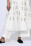 Taika by Poonam Bhagat_Ivory Chanderi Figurine Mandarin Collar Pattern Tunic With Pant _Online_at_Aza_Fashions