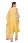 Surabhi Arya_Yellow Kurta Mul Chanderi Embroidery Zari Notched Gota Stripe Set _Online_at_Aza_Fashions