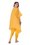 Surabhi Arya_Yellow Kurta Mul Chanderi Embroidery Gota Round Wave And Dhoti Pant Set _Online_at_Aza_Fashions