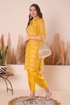 Buy_Surabhi Arya_Yellow Kurta Mul Chanderi Embroidery Gota Collar And Dhoti Pant Set _Online_at_Aza_Fashions