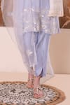 Surabhi Arya_Blue Kurta And Pant Mul Chanderi Embroidery Zari Square Neck Floral Border Set _at_Aza_Fashions