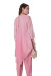 Surabhi Arya_Pink Kurta And Pant Mul Chanderi Embroidery Stripe Pattern Asymmetric & Set _Online_at_Aza_Fashions