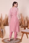 Shop_Surabhi Arya_Pink Kurta And Pant Mul Chanderi Embroidery Zari Notched Flower Yoke Set _at_Aza_Fashions