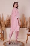 Shop_Surabhi Arya_Pink Kurta And Dhoti Pant Mul Chanderi Embroidery Gota V Neck Mirror Border Set _at_Aza_Fashions