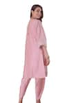 Shop_Surabhi Arya_Pink Kurta And Dhoti Pant Mul Chanderi Embroidery Gota V Neck Mirror Border Set 