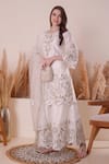 Shop_Surabhi Arya_Ivory Kurta And Sharara Bamberg Silk Embroidery Zari Keyhole Work Set _Online_at_Aza_Fashions