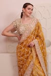 Buy_SAYISHA_Yellow Organza Hand Embroidered Floral Round Work Saree With Blouse _Online_at_Aza_Fashions