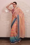 SAYISHA_Multi Color Chinon Embroidered Floral Square Neck Saree With Blouse _Online_at_Aza_Fashions