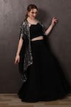 Buy_SAYISHA_Black Chiffon Embroidered Beads Sweetheart Hem Blouse Lehenga Set _Online_at_Aza_Fashions