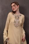 SAYISHA_Beige Organza Hand Embroidered Sequins Round Kurta With Skirt _at_Aza_Fashions