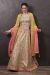 Buy_SAYISHA_Multi Color Organza Hand Embroidered Mirror Work Scoop Lehenga Set _at_Aza_Fashions