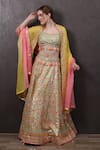 SAYISHA_Multi Color Organza Hand Embroidered Mirror Work Scoop Lehenga Set _Online_at_Aza_Fashions