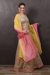 SAYISHA_Multi Color Organza Hand Embroidered Mirror Work Scoop Lehenga Set _at_Aza_Fashions