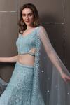 Buy_SAYISHA_Blue Organza Hand Embroidered Sequins Sweetheart Lehenga Set _Online_at_Aza_Fashions