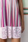 Shop_SHIMONA_Pink Cotton Satin Round Striped Short Dress _Online_at_Aza_Fashions