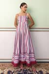 Buy_SHIMONA_Pink Cotton Satin Square Stripe Pattern Maxi Dress _at_Aza_Fashions