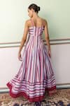 Shop_SHIMONA_Pink Cotton Satin Square Stripe Pattern Maxi Dress _at_Aza_Fashions