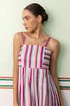 Buy_SHIMONA_Pink Cotton Satin Square Stripe Pattern Maxi Dress _Online_at_Aza_Fashions