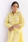 Shop_SHIMONA_Yellow Organic Cotton Plain Collar Sunshine Tiered Dress _Online_at_Aza_Fashions