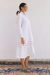 Buy_SHIMONA_White Cotton Satin Embroidery Thread Collar Poppy Flower Shirt Dress _Online_at_Aza_Fashions