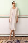 Buy_SHIMONA_Off White Dress Cotton Silk Chanderi Cutwork Border Cover Up Jacket With Slip _at_Aza_Fashions