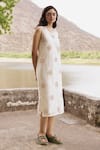 Buy_SHIMONA_Off White Cotton Silk Chanderi Applique Buttercup A Line Dress With Inner _at_Aza_Fashions