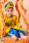 Buy_Rage Attire-Sweta Saria_Yellow Cotton, Silk Beads Makhan Chor Lehariya Kurta With Dhoti Pant _Online_at_Aza_Fashions