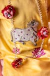 Shop Rage Attire-Sweta Saria Yellow Cotton, Silk Beads Kaamdhenu And Padma Kurta With Dhoti Pant Online at Aza Fashions Shop_Rage Attire-Sweta Saria_Yellow Cotton, Silk Beads Kaamdhenu And Padma Kurta With Dhoti Pant _Online_at_Aza_Fashions