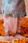 Rage Attire-Sweta Saria_Blue Kurta Chanderi Silk Printed Lotus Pichwai With Dhoti Pant Set _Online_at_Aza_Fashions