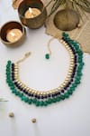 Shop_Do Taara_Green Natural Stone Kundan Studded Choker _at_Aza_Fashions