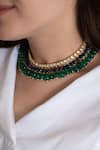 Do Taara_Green Natural Stone Kundan Studded Choker _Online_at_Aza_Fashions